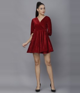 DARZI Women Wrap Maroon Dress - Buy DARZI Women Wrap Maroon Dress Online at  Best Prices in India | Flipkart.com